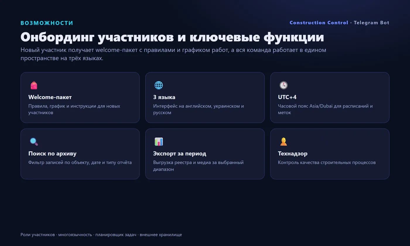 Telegram bot for construction control — AI, geo, media — Screen 4